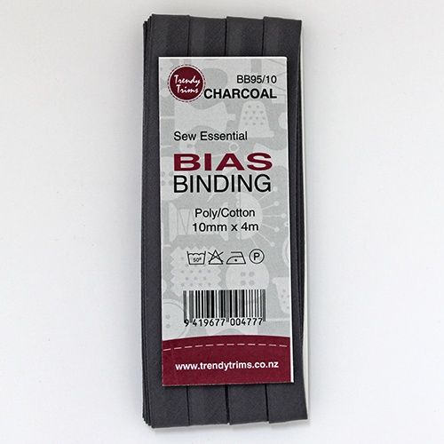 Bias Binding 10mm  Width x 4m Total Colour Charcoal Grey