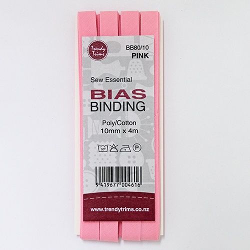 Bias Binding 10mm Width  x 4m Total - Colour Pink
