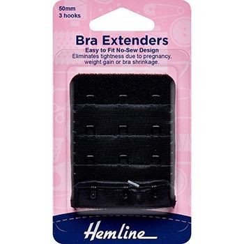 Hemline Bra Extender 50mm 3 hooks - Black