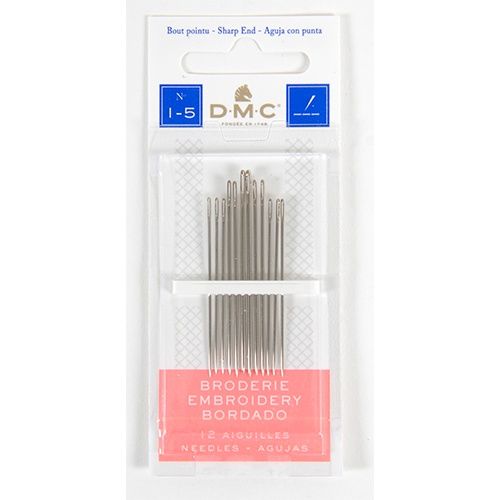 DMC - 12 Embroidery Sharp Needles Size 1-5