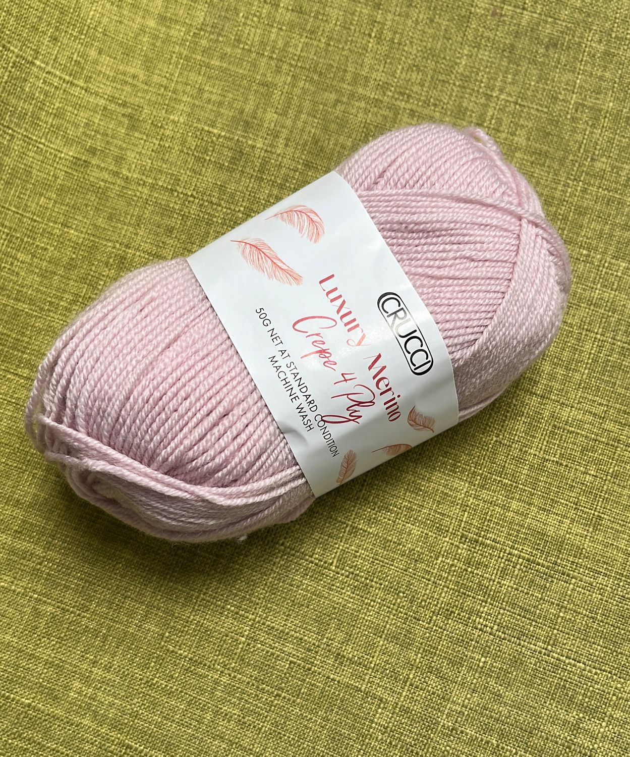 Crucci Luxury Merino Crepe 4Ply 50grm - Colour Shade 2 Shell Pink