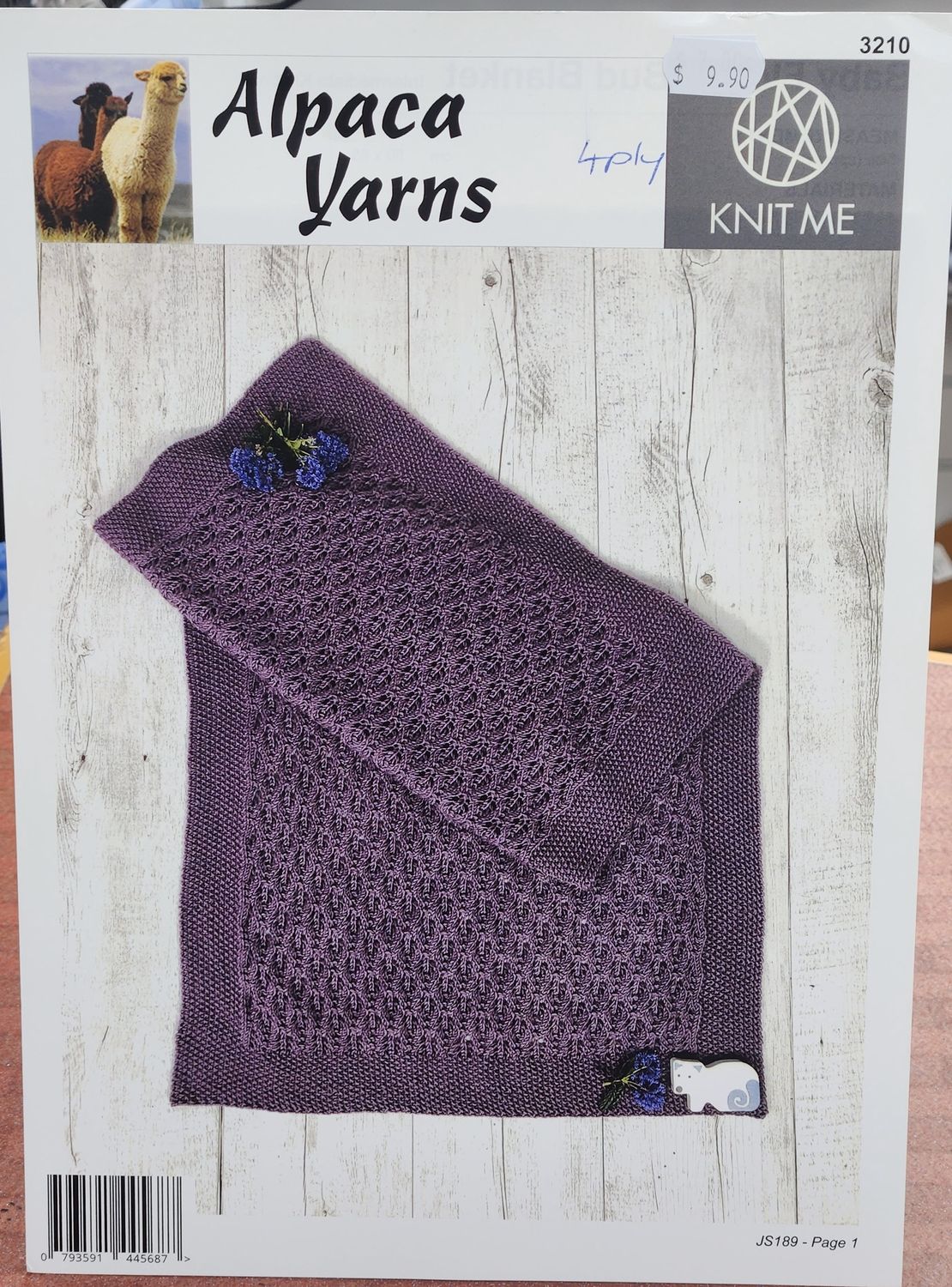 Alpaca Yarns 4ply Blanket Pattern JS189