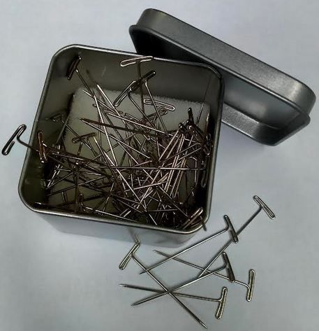Tin of T Pins 72pcs 55mm