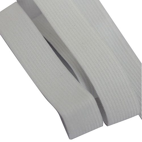EL200 Woven Rubber Polyester White 6mm,  Cut Per Metre