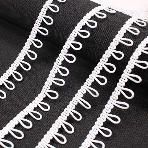 White Elastic Button Loop Tape, Priced Per Metre