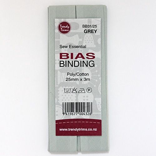 Bias Binding 25mm x 3m Total - Grey
