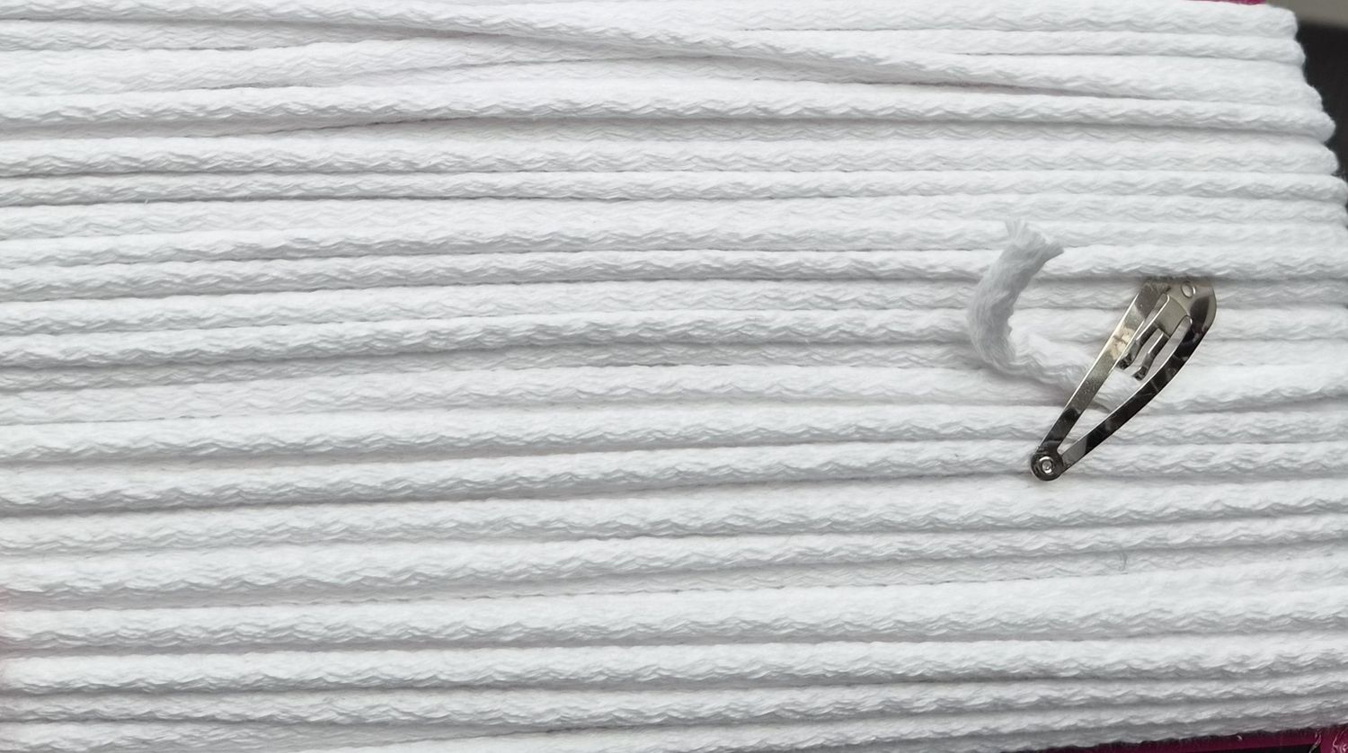 Knit Braided Cotton Cord - White, 6mm . Price Per Metre