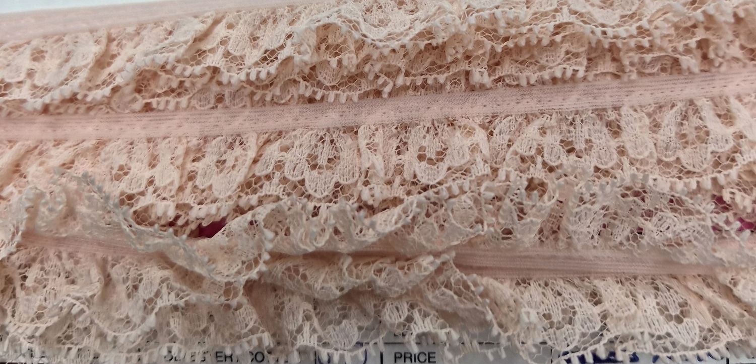 Peach Lace Nylon Trim, Price Per Metre