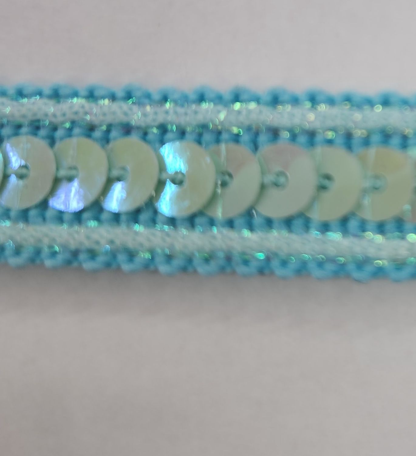 Blue Sequin Trim 10mm Cut Per Metre