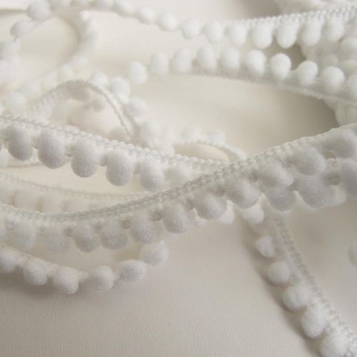 Bobble Fringe, 18mm diameter, White Priced Per Metre