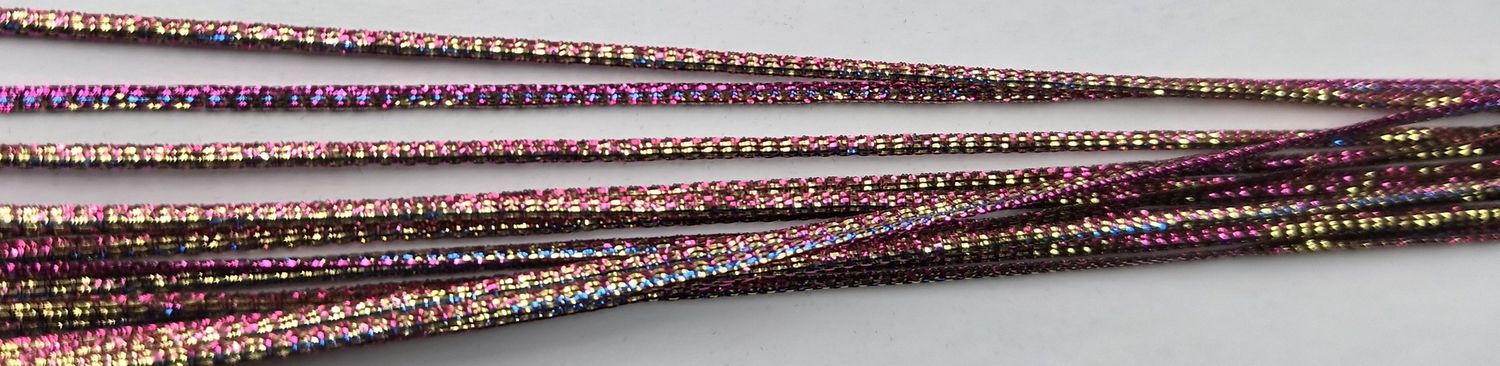Metallic Thin Flat Cord Rainbow Colours, Priced Per Metre