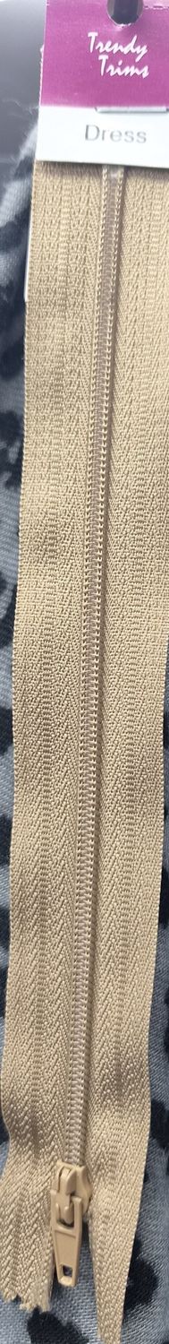 Dress Zip - Light Brown 18cm