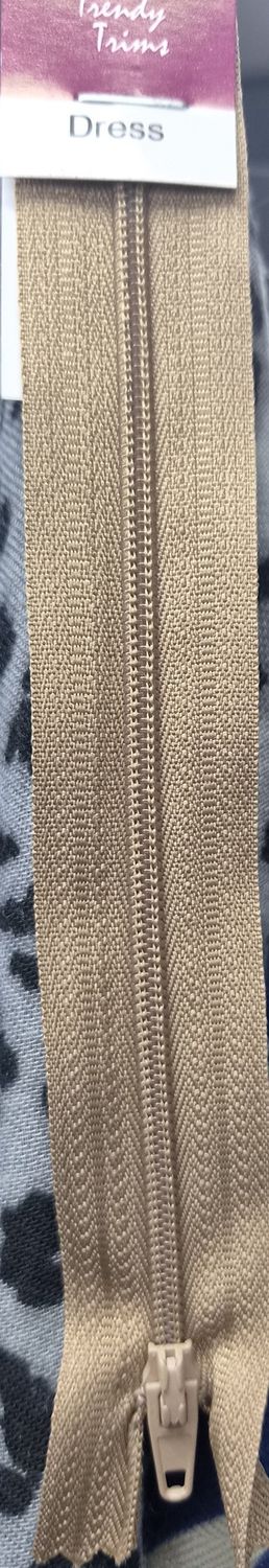 Dress Zip - 15cm Light Brown