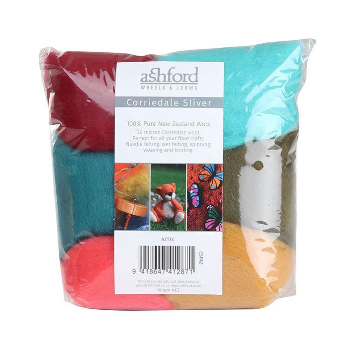 Corriedale Sliver Pack 7 Colour Aztec - 100gm Bag