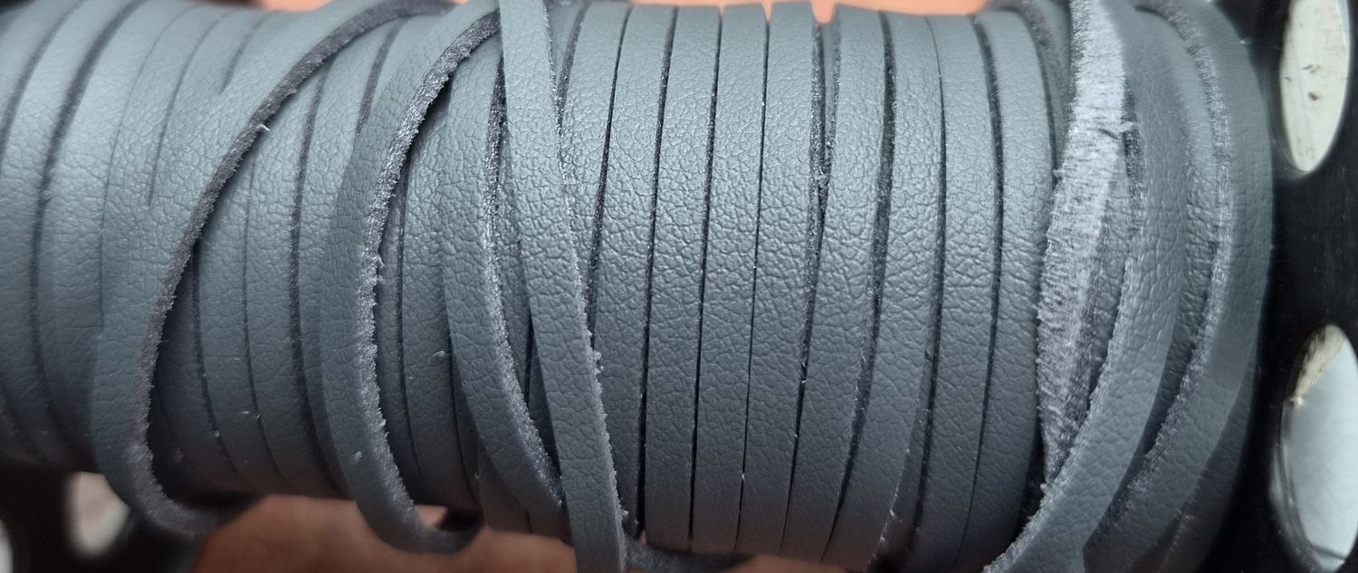 Faux Leather Dark Grey Cord, Price Per Metre