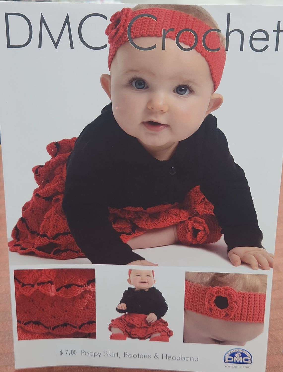 Dmc crochet Poppy Skirt Booties and Headband