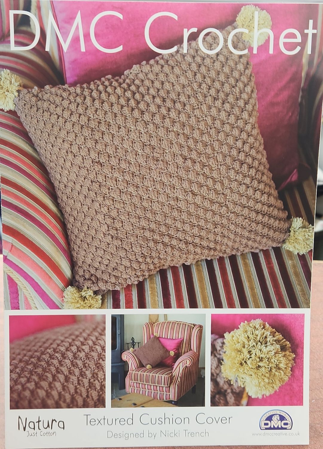 Dmc crochet pattern textured cushion cover