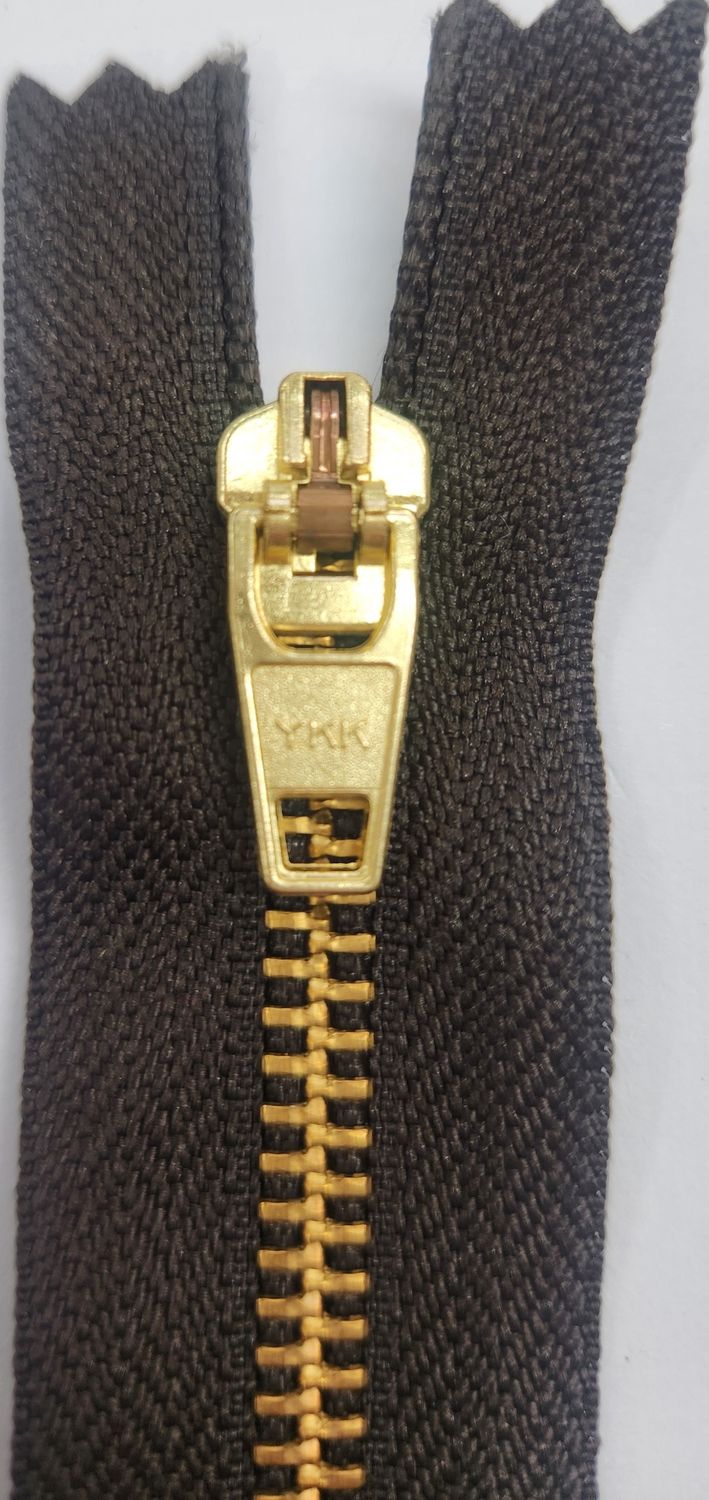 Metal Close Ended Zip 75cm Brown