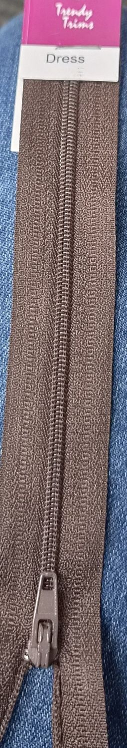 Dress Zip - Dark Brown 15cm