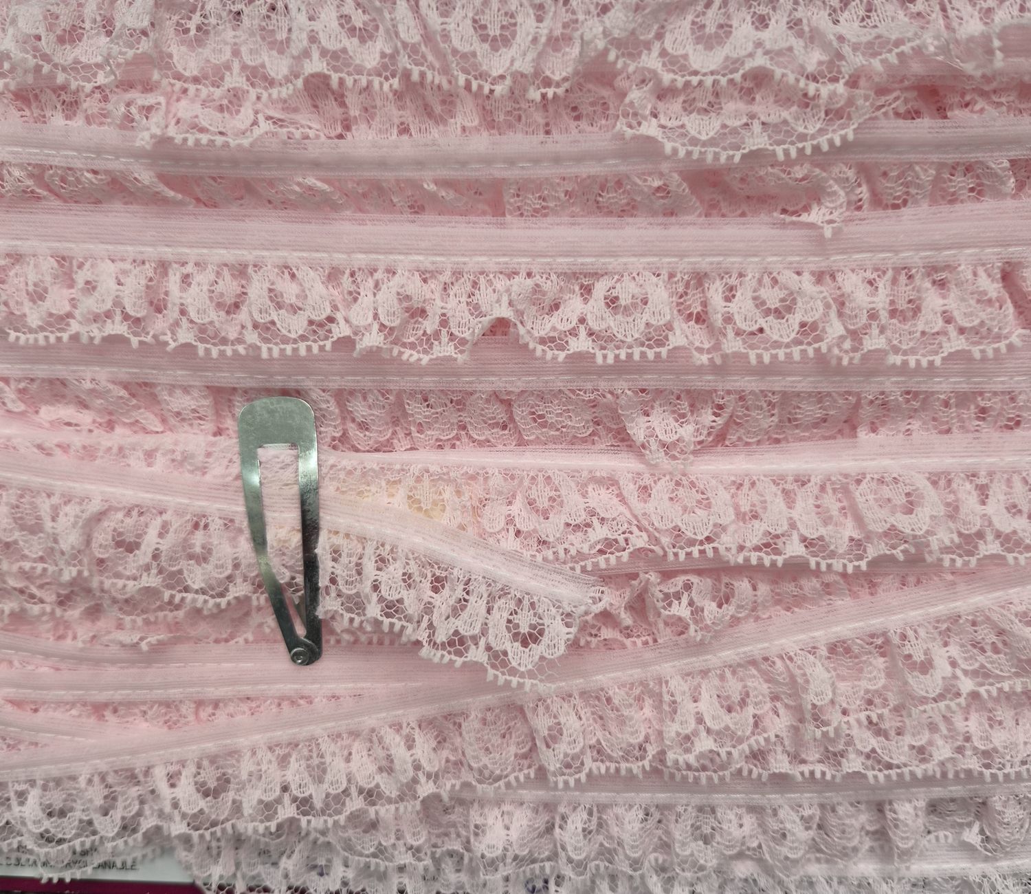 Nylon Frilled Pink Lace 18mm, Price Per Metre