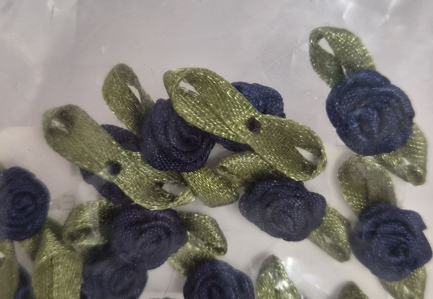Dark Blue Roses with Leaf -  Each