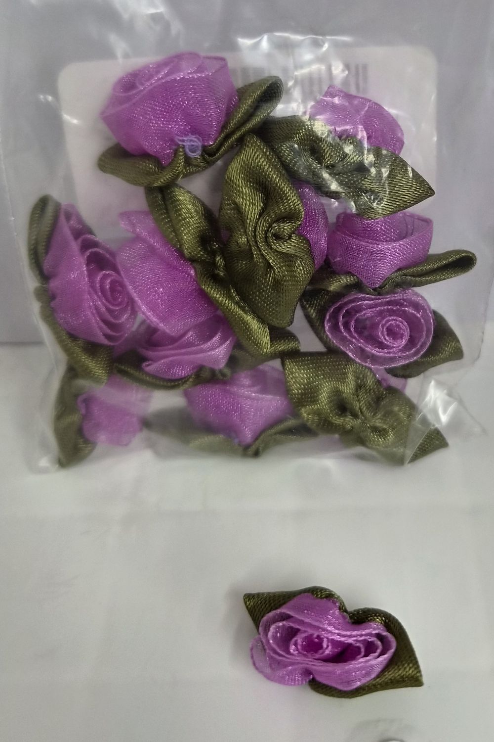 Large Purple Roses with Leaf - Each