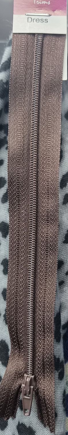 Dress Zip - Dark Brown 18cm