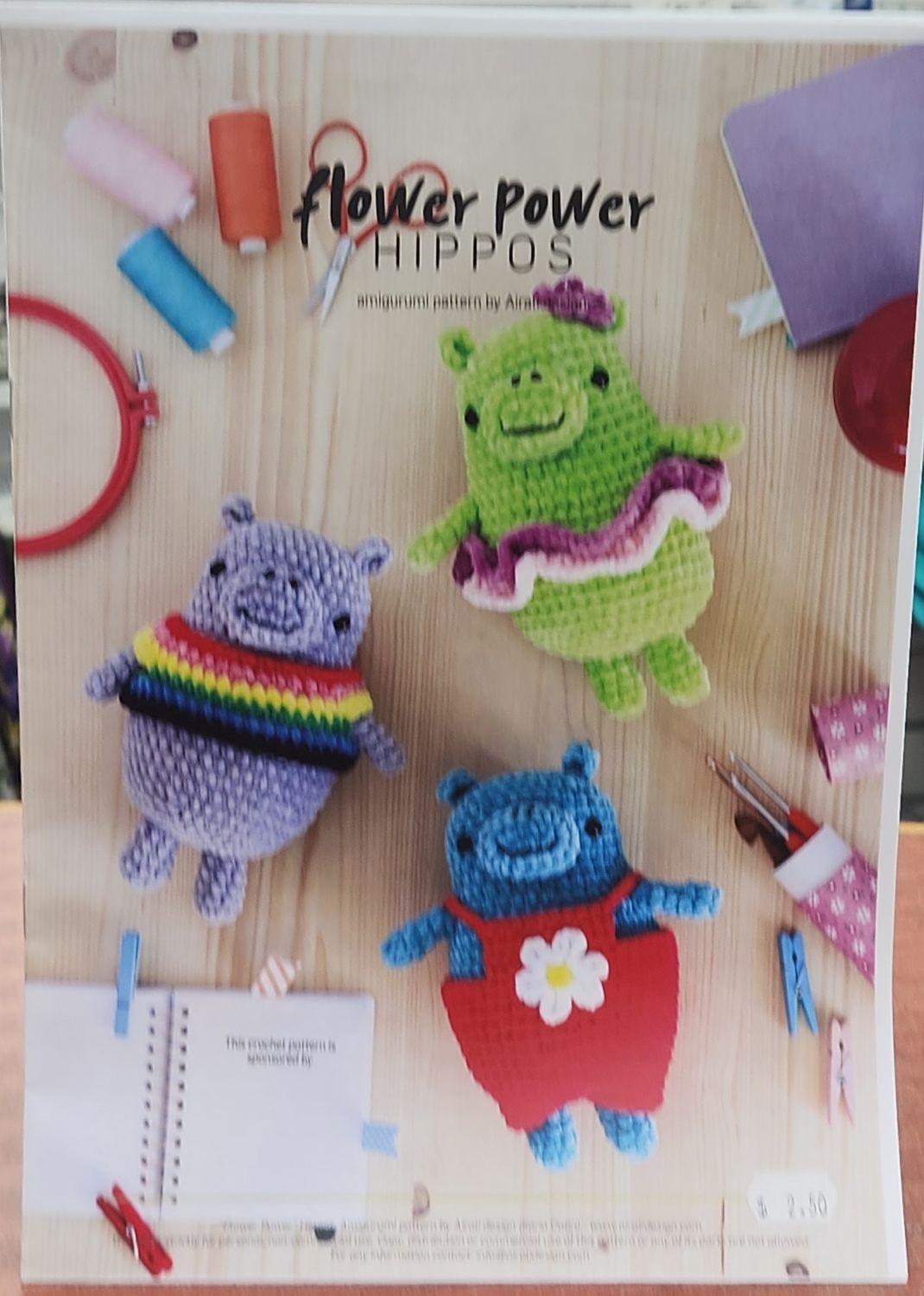 DMC Pattern Flower Power Hippos Amigurumi