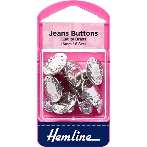 Hemline Jeans Buttons Nickel 6 Sets 16mm
