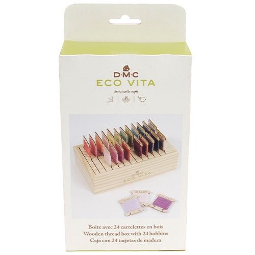 DMC Eco Vita Wooden Thread Box with 24 Bobbins