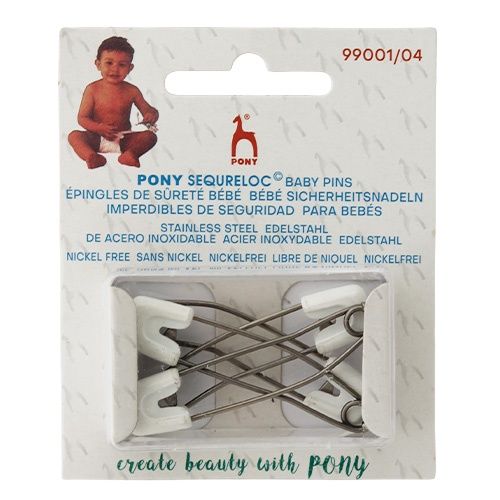 Prym Baby Safety Pins, Nickel Free, 4 Pack, Colour White