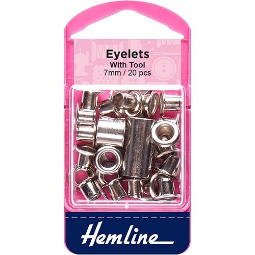 Hemline Large Eyelets with Tool 7mm, 20 Piece Pack