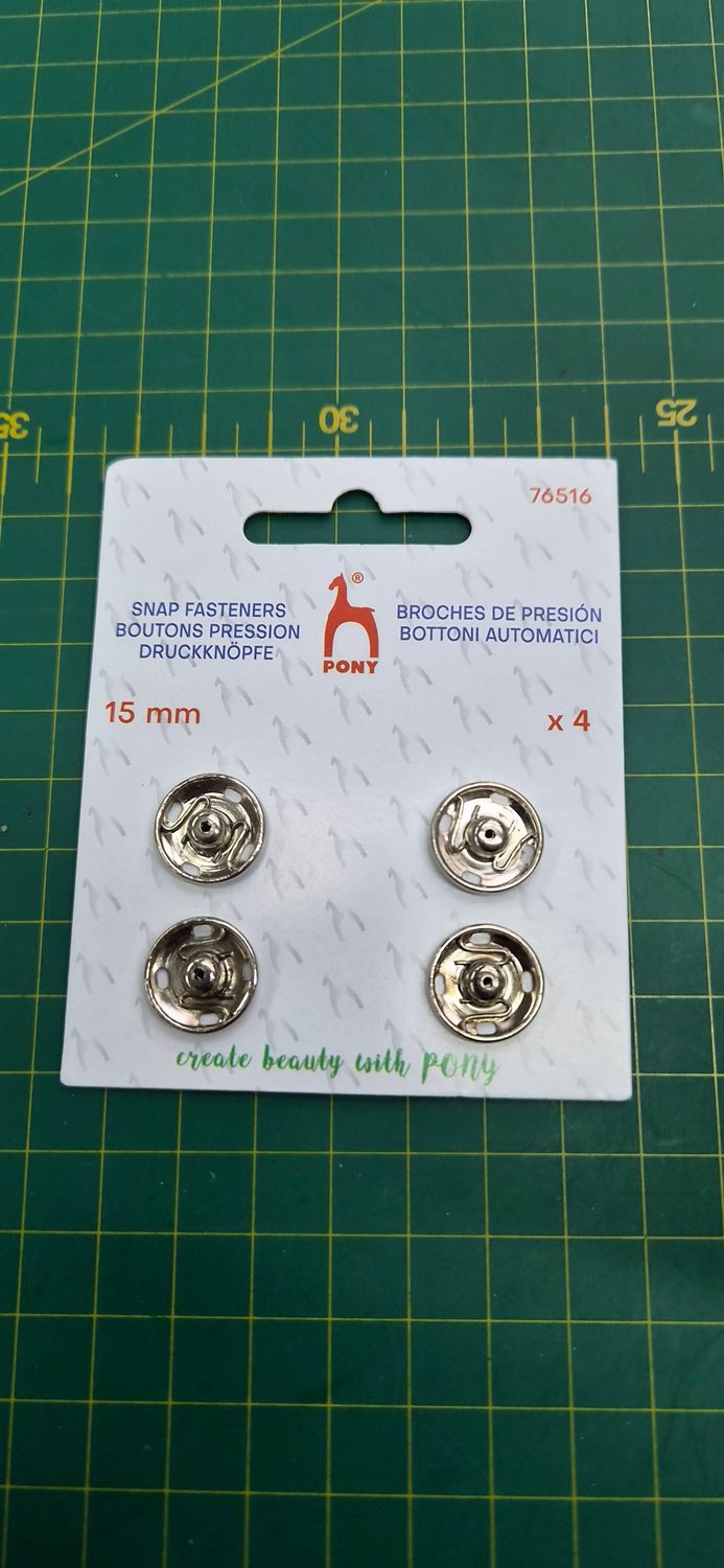 Pony Snap Fastener x 4 15mm Nickel