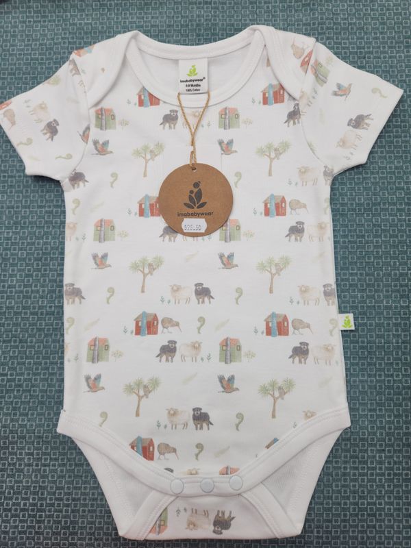 Imababy Short Sleeve Bodysuit - Theme Farm Muster 6 to 9 months