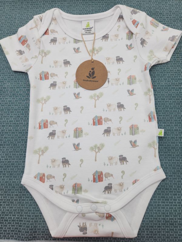 Imababy Short Sleeve Bodysuit - Theme Farm Muster 9 to 12 months
