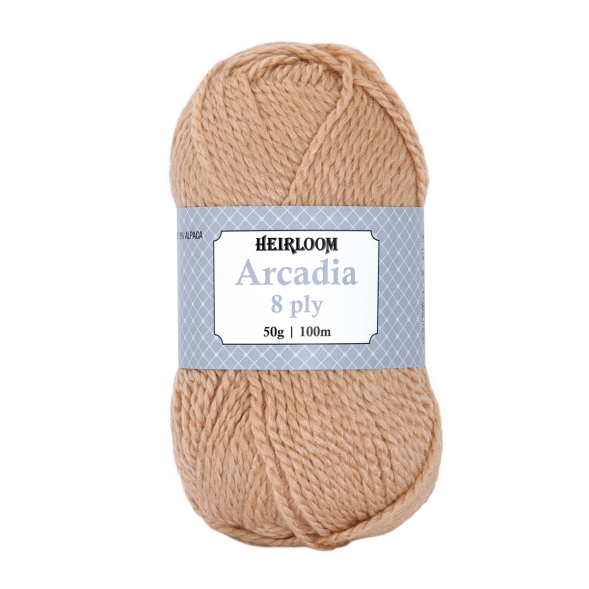 Heirloom Arcadia 8ply 50g 100m Wool/Bamboo/Alpaca Blend - Colour Hazelnut