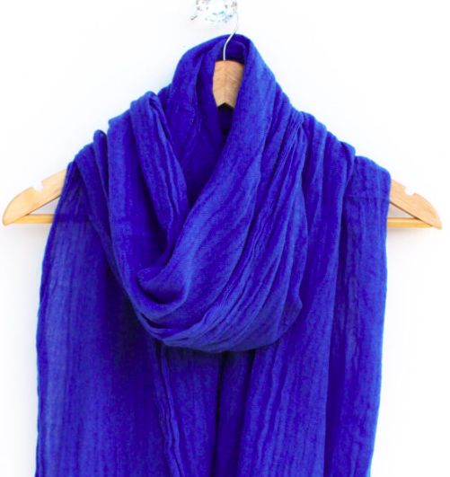 Warm Plain Soft Scarf - Feels like Wool - Electric Blue