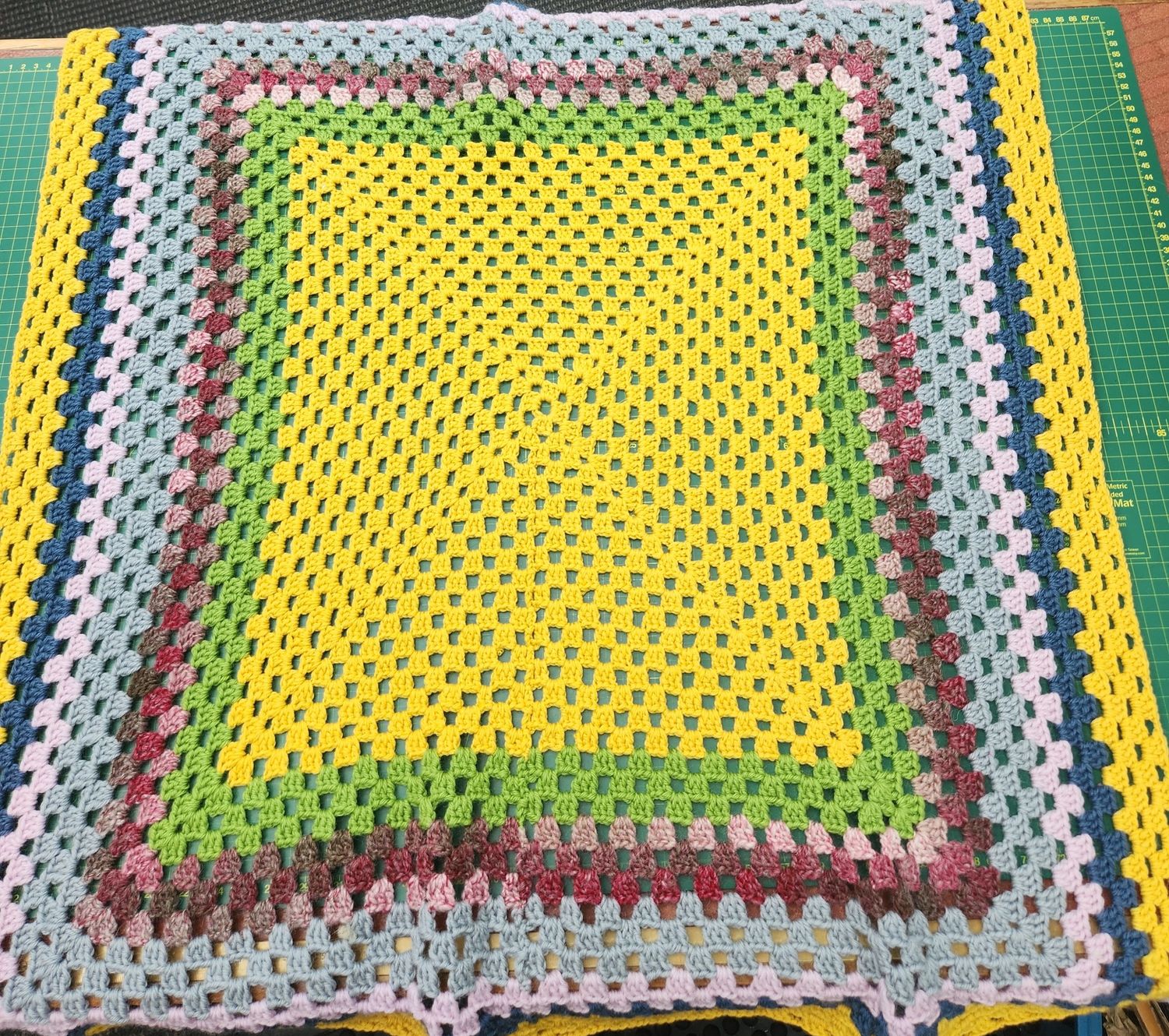 Handmade Crochet Blanket - 100% Wool - Multi Coloured