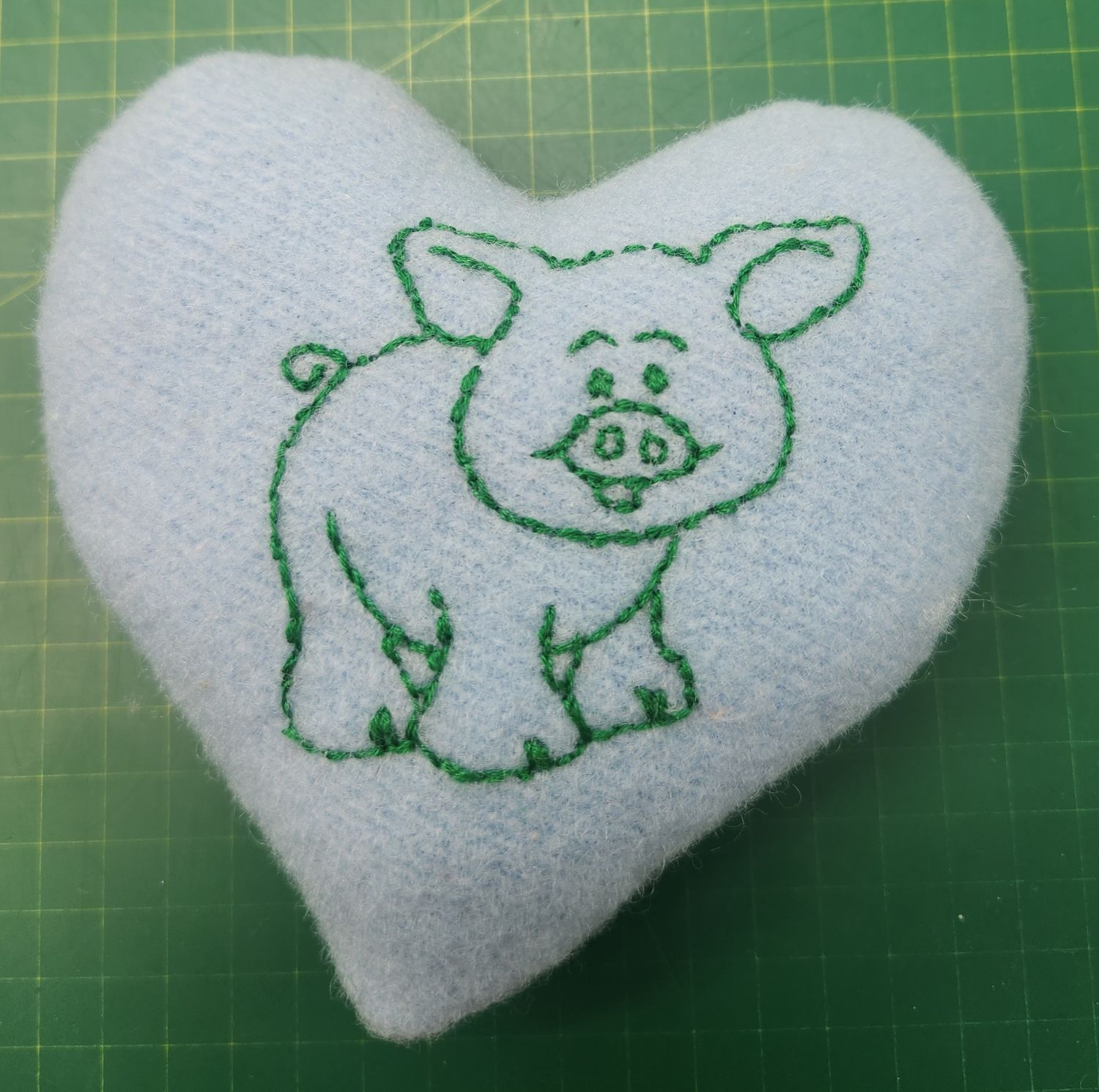 Wool Emotional Support Heart - Blue Piggy