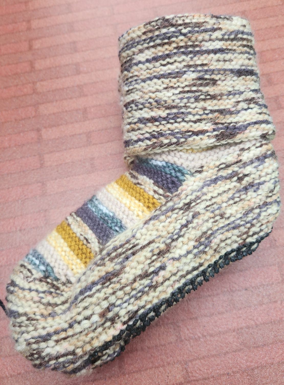 House Boots / Slipper Socks - Handmade - Large Size - Colour Earthy