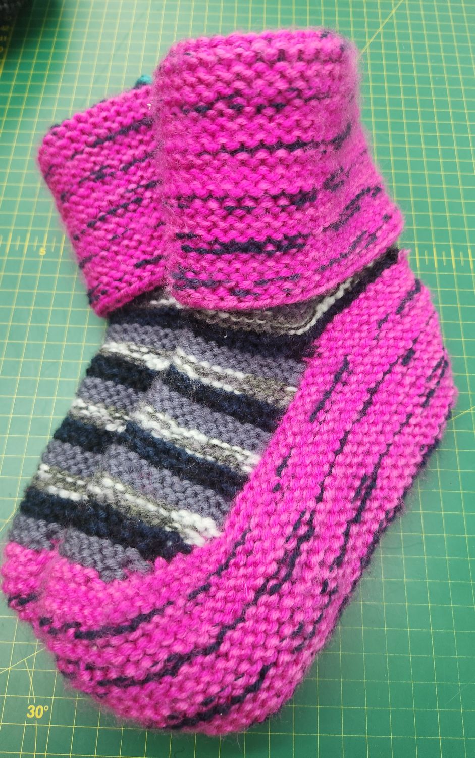 House Boots / Slipper Socks - Handmade - Medium Size - Colour Pink Black