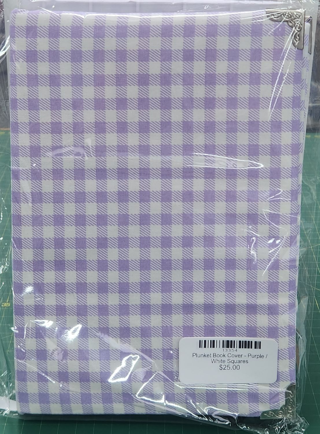 Plunket Book Cover - Purple / White Squares