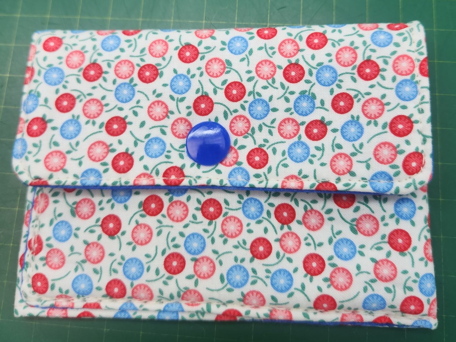 Card Holder - Red, Pink, Blue Little Flowers