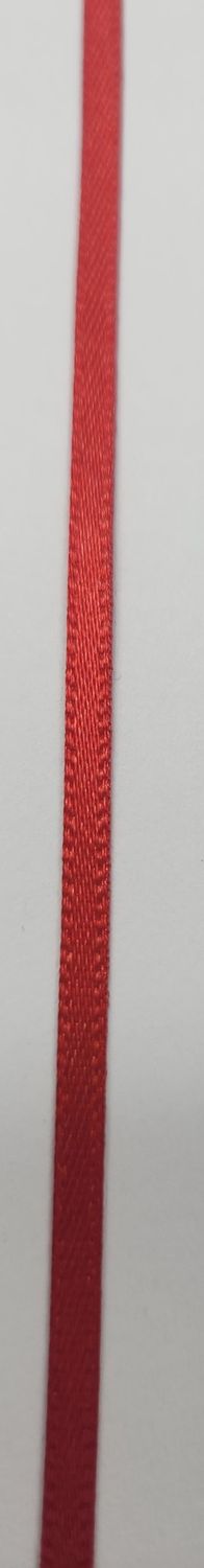 Double faced satin ribbon, 3mm wide, red, price per meter