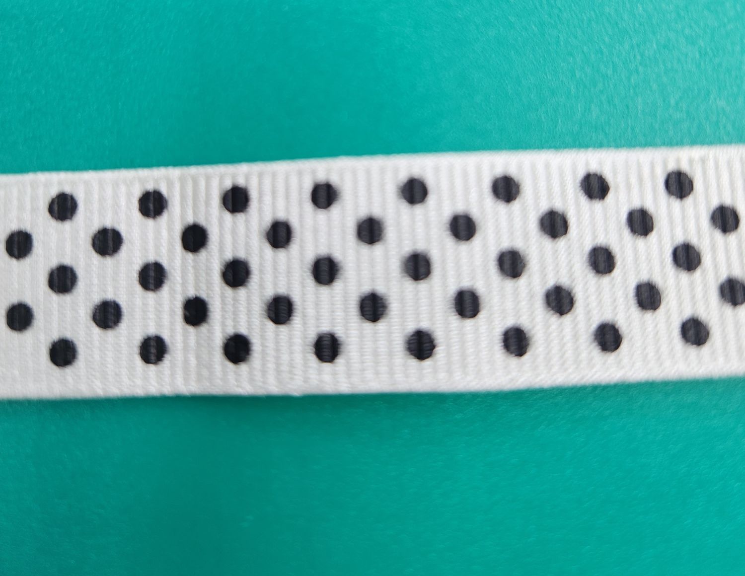 Off White with Black Spot Grosgrain Ribbon 16mm Width, Price per metre