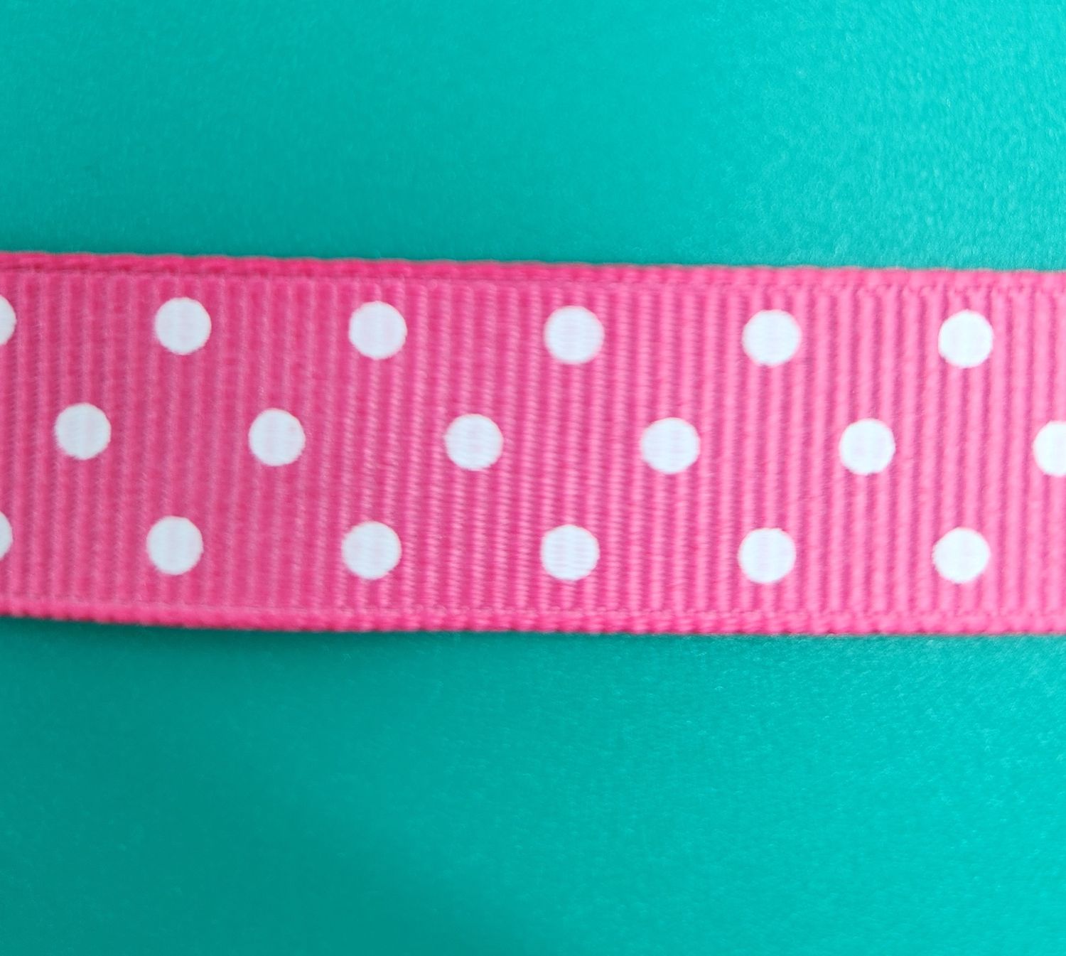 Pink with White Spot Grosgrain Ribbon 15mm Width, Price per metre