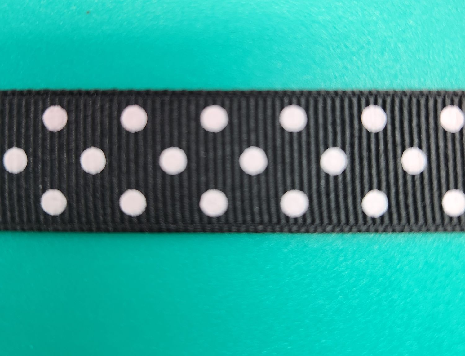 Black with White Spot Grosgrain Ribbon 15mm Width, Price per metre