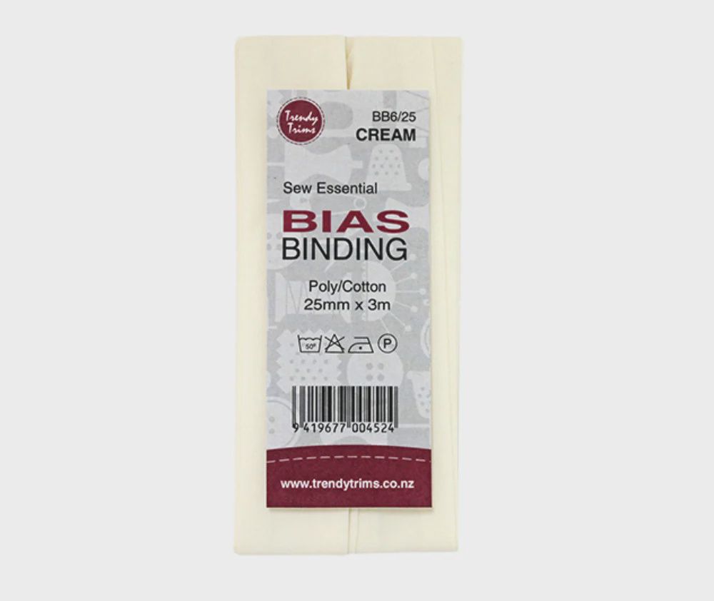 Bias Binding 25mm width x 3m Total - Colour Cream