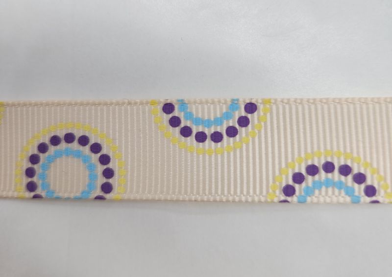 Mandala on Peach Grosgrain Ribbon 17mm Width, Price per metre