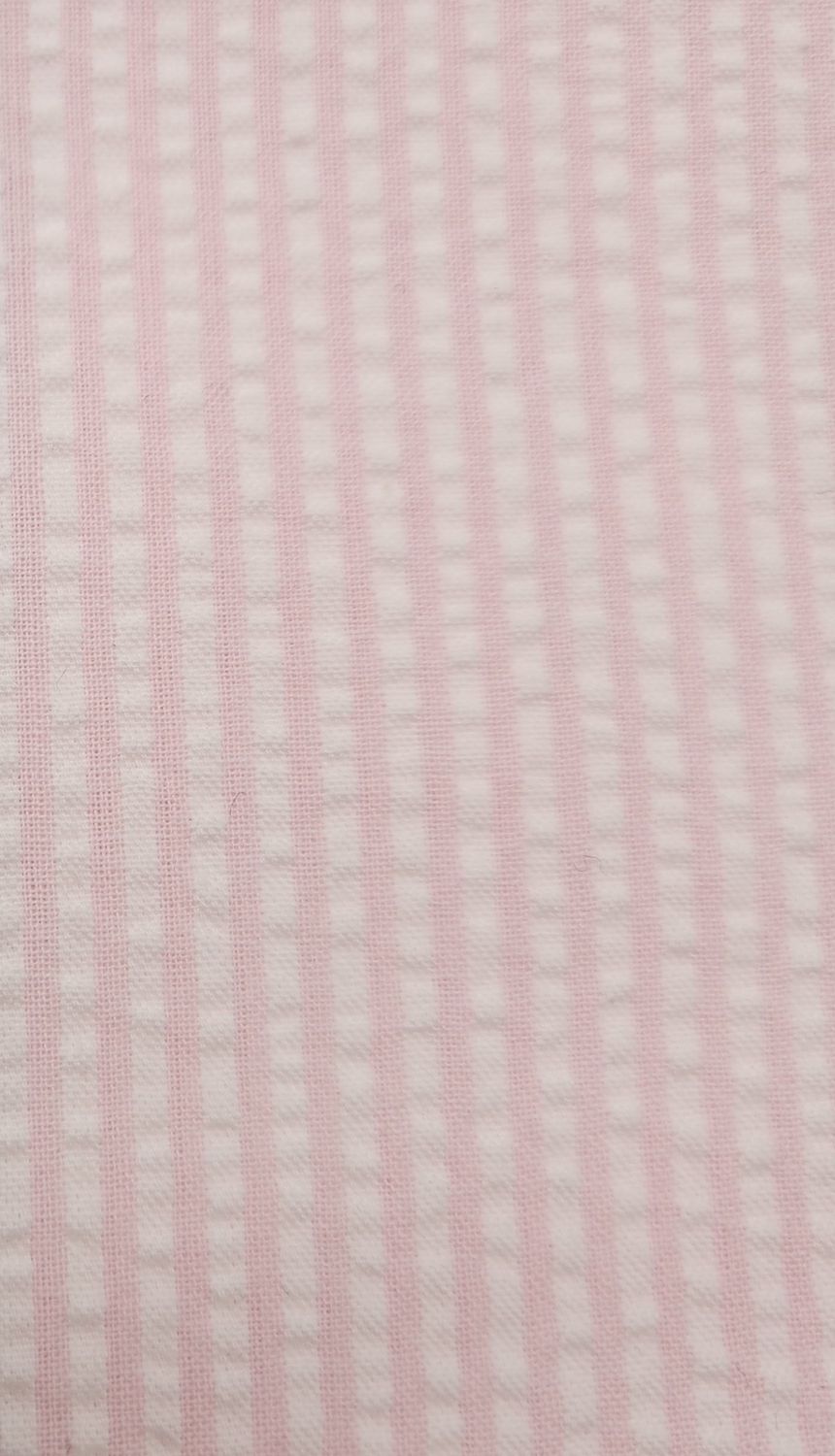 Pink &amp; White Seersucker Width 110cm Length 2mtrs